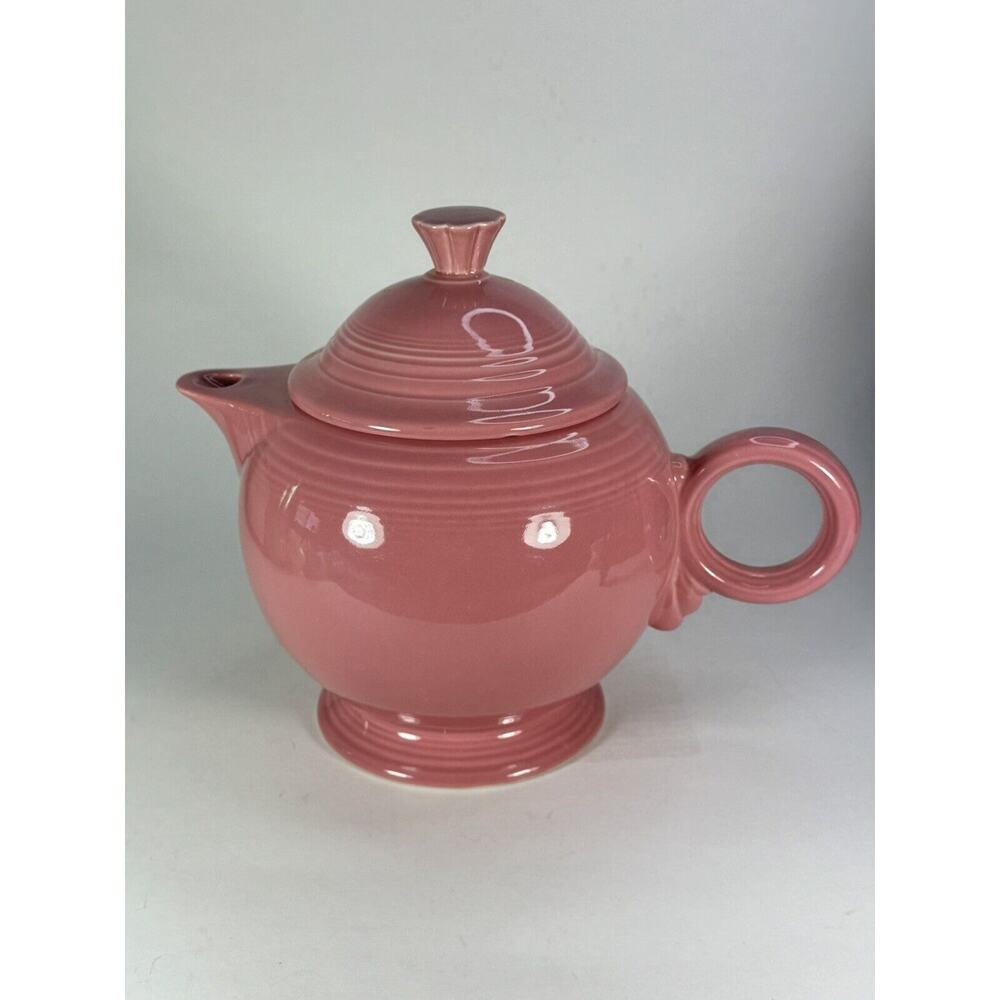 Fiesta Ware Rose Pink Teapot ROUND CIRCLE HANDLE - Picture 5 of 13